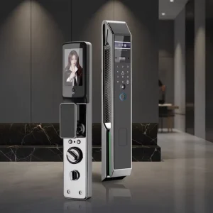 Smart Glass Lock with 3D Face Recognition, IC Card, Mechanical Key, WiFi Remote Control, HD Wide-Angle Camera and Active Monitoring