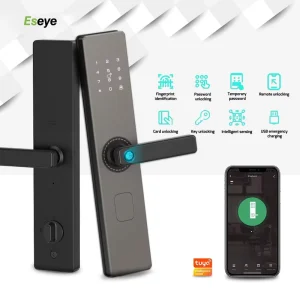 Smart Handle Door Lock with Keypad, Fingerprint, RFID, Password, Card, and App Control