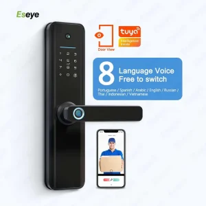 Smart Home Wi-Fi Digital Fingerprint Door Lock for Aluminium Door with Voice Control and Smart Camera for Home Security
