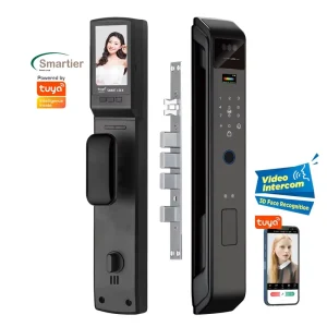 Smart Home WiFi 3D Face Recognition Video Intercom Door Lock with Camera for Wood Doors