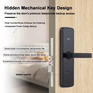 Smart Hotel Door Lock with Key and Card Unlock, Wi-Fi Enabled