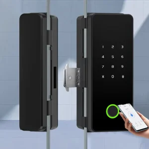Smart Lock for Framed or Frameless Sliding Glass Doors with Fingerprint and Password Access