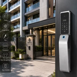 Smart Security Electric Lock with 3D Face Recognition IC Card WiFi App Combination for Wood Doors with Cloud Storage