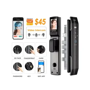 Smart Two-Way Intercom Aluminum Alloy Fingerprint 3D Face Recognition Digital Door Lock