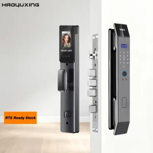 Smart Video Fingerprint Door Lock with Voice Assistant, Cloud Data Storage, and Wi-Fi for Wood Doors