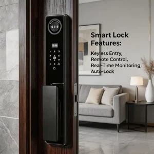 Smart WiFi Door Lock with NFC Face Recognition, Low Battery Alert and Dual Screens