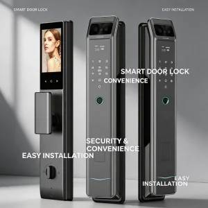 Smart WiFi Front Door Lock with 3D Face Recognition, Camera, and Fingerprint Access