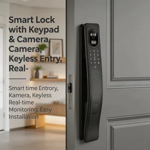 Smart WiFi Lock with 3D Facial Recognition for Wood and Steel Doors with Memory Card Data Storage