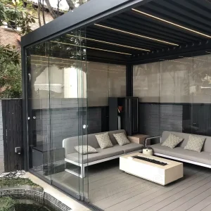 Smooth Continuous Sliding Glass Wall Frameless Door Patio Sliding Door Sunroom Pergola