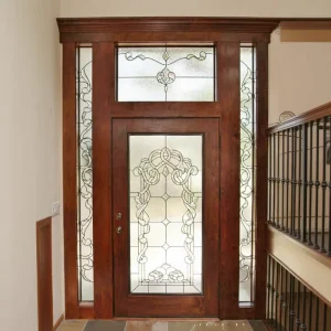 Solid Church Stained Glass Double-Glazed European-Style Handmade Wood Door