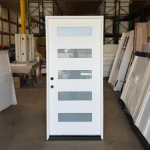Solid Core 96″ Prehung 5-Panel Glass Interior Door for Office with Hardware Set