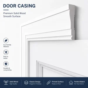 Solid Wood Door Casing Moulding Interior Door Trim Frame Molding Custom Size Ready to Paint