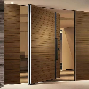 Solid Wood Front Entry Door Modern Soundproof Exterior Double Door for Residential Villa and House