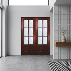 Solid Wood Glass Interior Door with Sound Insulation, Manual Opening, and Flush Design