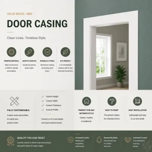 Solid Wood MDF Door Casing Moulding Custom Interior Door Trim Frame Ready to Paint