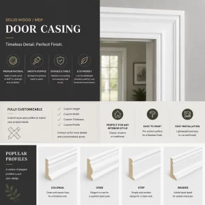 Solid Wood MDF Door Casing Moulding Custom Interior Door Trim Frame Ready to Paint