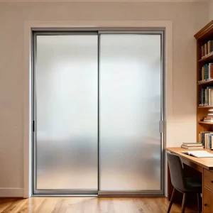 Sound-Insulated Frosted Glass Aluminum Frame Sliding Door for Bedroom or Bathroom