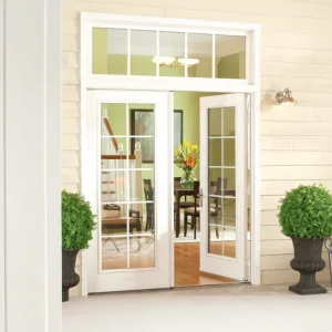 Soundproof Aluminum Double French Exterior Front Door with Grill Design