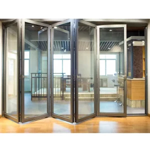 Soundproof Insulated Double-Glazed Laminated Glass Folding Door with Aluminum and Iron Frame for Balconies and Kitchens