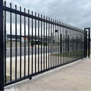 Spear Top Sliding Gate, Powder Coated Steel Security Gate for Commercial and Residential Driveways