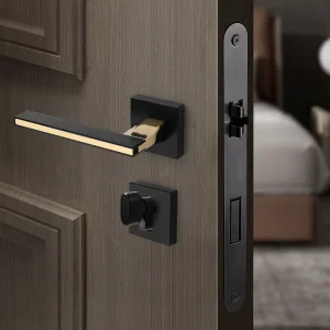 Square Door Handle Euro Profile Cylinder Escutcheon Contemporary Matte Black Door Handle Lock Set