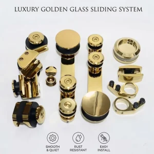 Stainless Steel 304 Frameless Bathroom Glass Door Sliding Hanging Wheel System Set