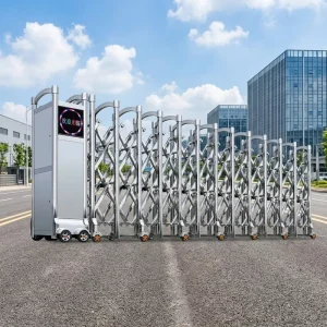 Stainless Steel Electric Folding Retractable Security Gate for Industrial Entrances, OEM