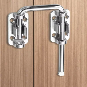 Stainless Steel Non-Drill 90-Degree Push-Pull Door Latch and Deadbolt for Bathrooms