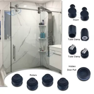 Stainless Steel and Brass Sliding Glass Door Hardware Kit for Shower Room and Hotel Use