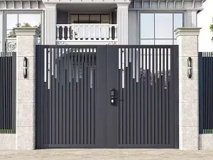 Steel Double Swing Gate Modern Design Electric Side Opening Thermal Insulation for Villa Park Courtyard Security