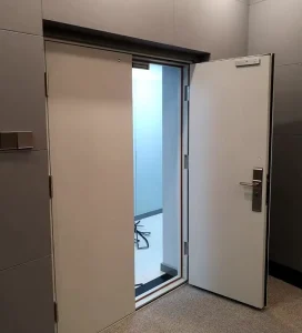 Steel Fiberglass Double Swing Soundproof Door, 150 x 200 cm, 10 cm Thick, 40 dB, Hospital/Workshop/Supermarket/Mall