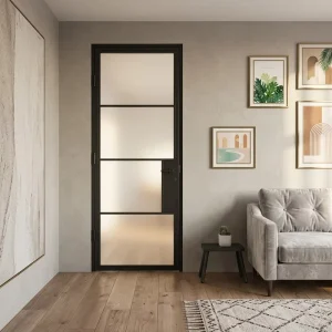 Steel-Framed Glass Swing Door with Privacy Lock 4-Lite