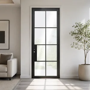 Steel Glass Interior Door with Tempered Glass Soundproof Modern Design for Office Apartment Villa Customizable
