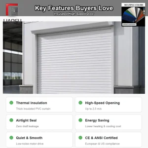 Steel PU Foam Insulated Roller Shutter Door Energy Saving Thermal Roll-Up Door for Cold Storage Warehouse CE ISO Certified