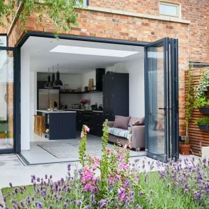 Suifu Modern Designed Aluminum Bi Fold Foldable Closet Door Double Glazed Tempered Glass Windproof Finished Low Price Courtyard