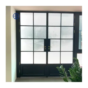 Supplier Customized Size Wrought Iron Double Large Glass Fixed French Door