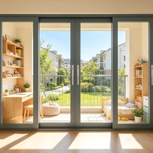 Supply Aluminium Sliding Door, U-Value 1.2, Double-Glazed for Residential Projects