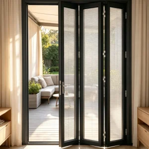 Supply Waterproof Folding Door Aluminum Alloy Double Glazed for Outdoor Pergola Enclosure