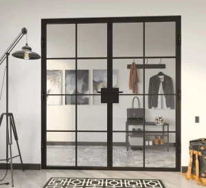 Swing Crittall Kitchen Balcony Entry Patio French Black Metal Iron Steel Framed Swing Glass Doors and Windows
