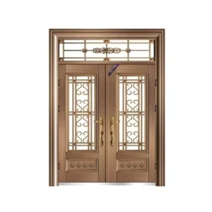 Swing Open Aluminum Alloy Entrance Door Durable Main Gate Design Copper Fire Prevention Security Doors Surface