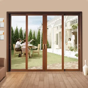 Telescopic Triple Types of Aluminum Glass Black Design Sliding Door