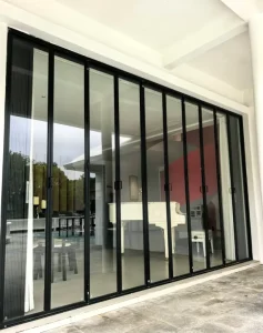 Tempered Double-Glass Folding Door, Soundproof, Windproof, Heat-Insulating, Thermal Break, for Apartments, Villas, and Malls