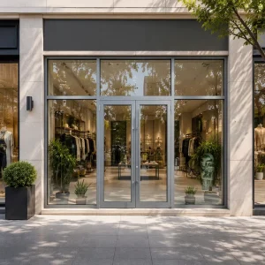 Tempered Glass Aluminum Alloy Waterproof Full-View Hinged Entrance Door for Apartment and Commercial Use with Closer