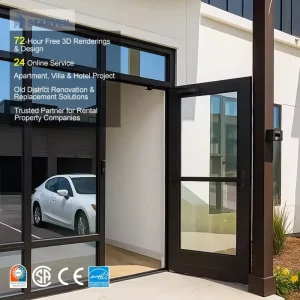 Tempered Glass Aluminum Security Front Casement Swing Door