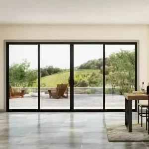Tempered Glass Aluminum Sliding Patio Door with Silent Sliding Mechanism and Anti-Collision Design