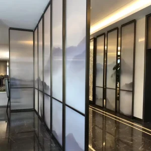 Tempered Glass Doors & Partitions Ultra Clear Changhong Glass Minimalist Striped Design for Hotels & Shower Rooms