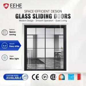 Tempered Glass Indoor Sliding Doors AS2047 Certified Privacy Divider Aluminum Interior Sliding Doors For Villas Residential