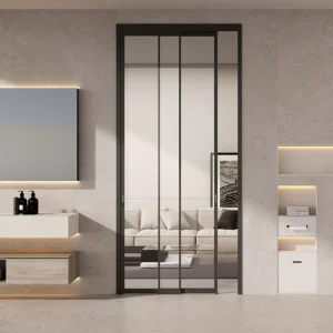 Tempered Glass PT Door with Aluminum Alloy Frame, Sound Insulation, Easy-Clean