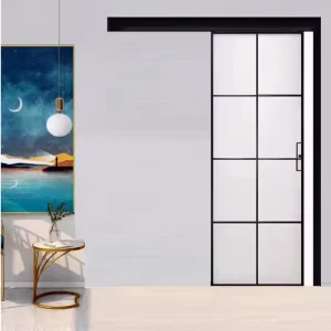 Tempered Glass Single Sliding Door for Kitchen & Bathroom Very Narrow Side Hanging Rail Monorail Design