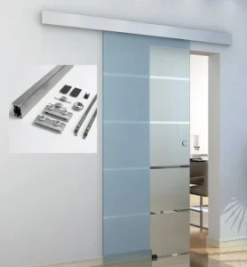 Tempered Glass Sliding Door System with Soft-Closing Mechanism and Hardware Kit for Interior Door